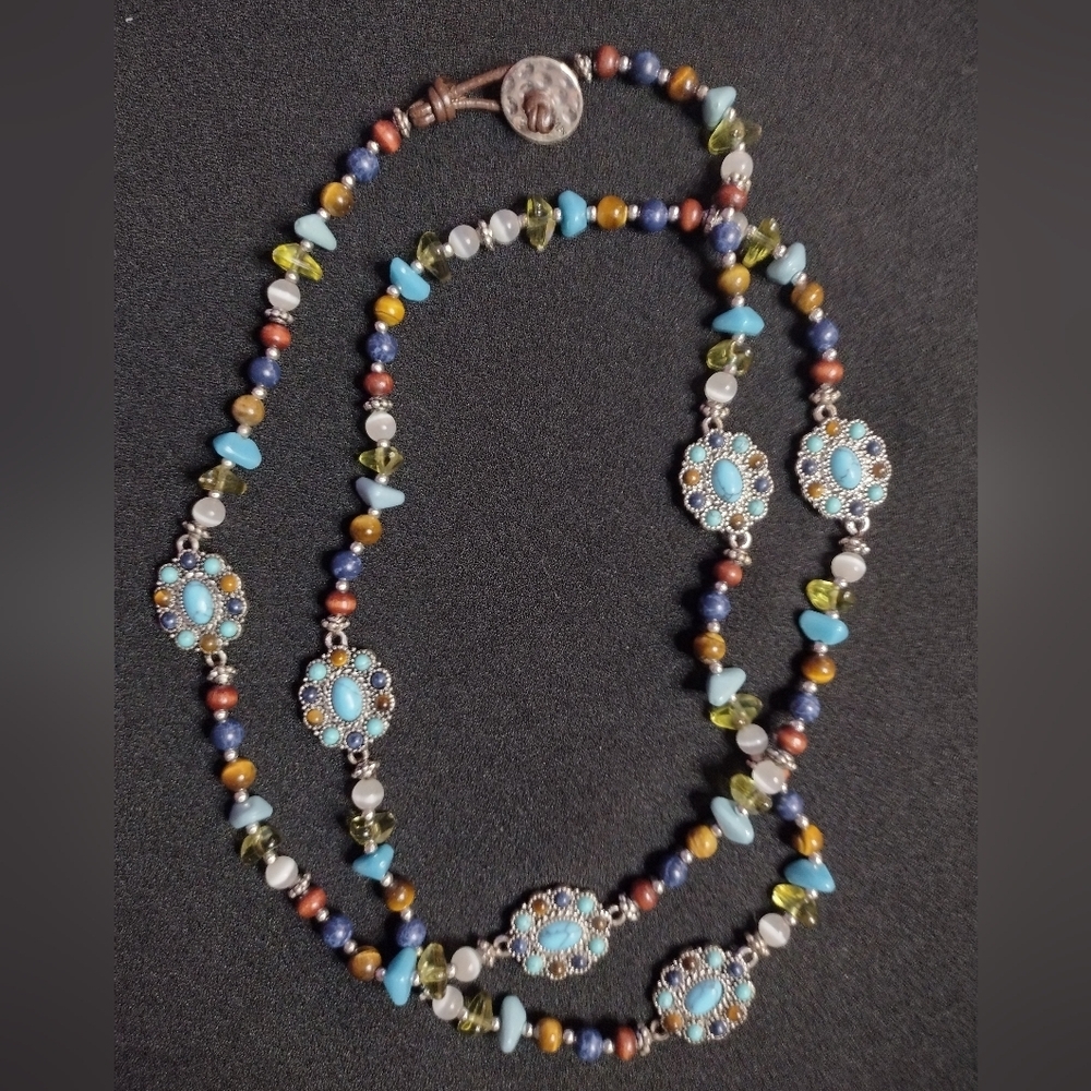 Chaps Turquoise And Multi-Color Beaded Necklace - image 1